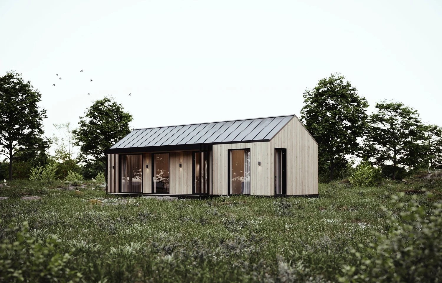 CLT Living Modulhaus aus Massivholz – Aussenansicht